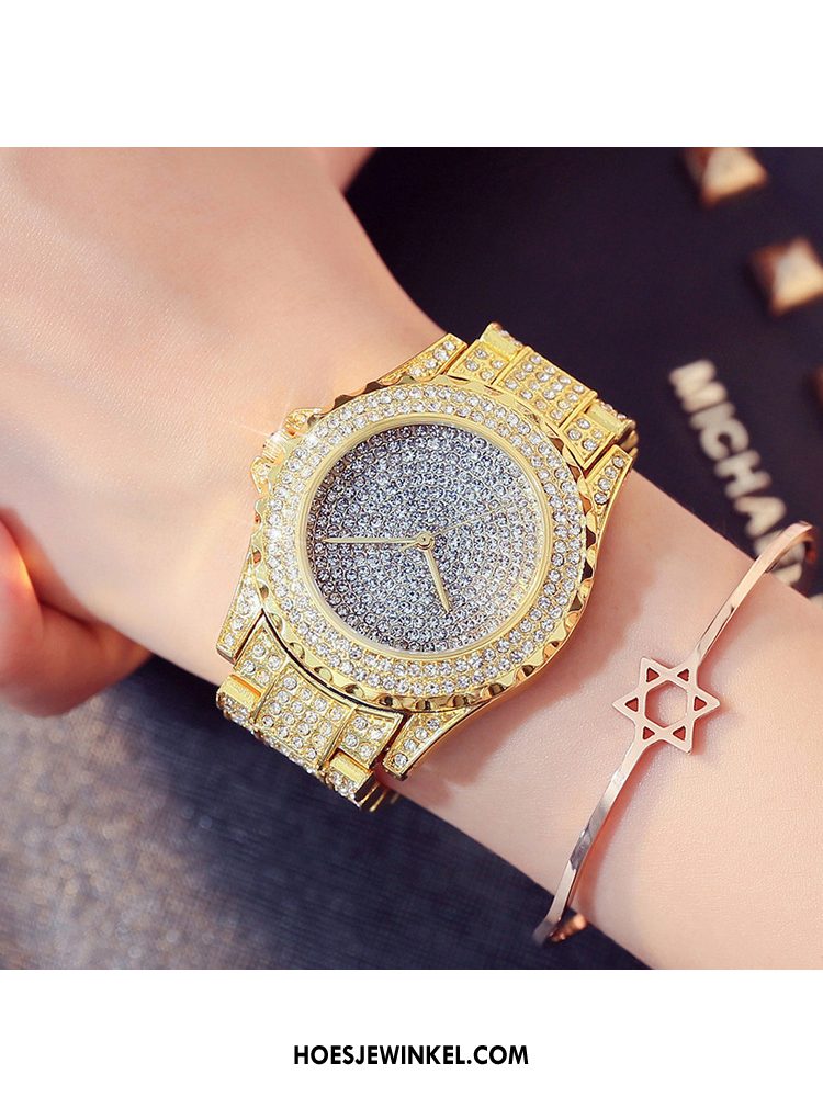 Horloges Dames Horloge Strass Luxe, Horloges Vrouwen Student Gold