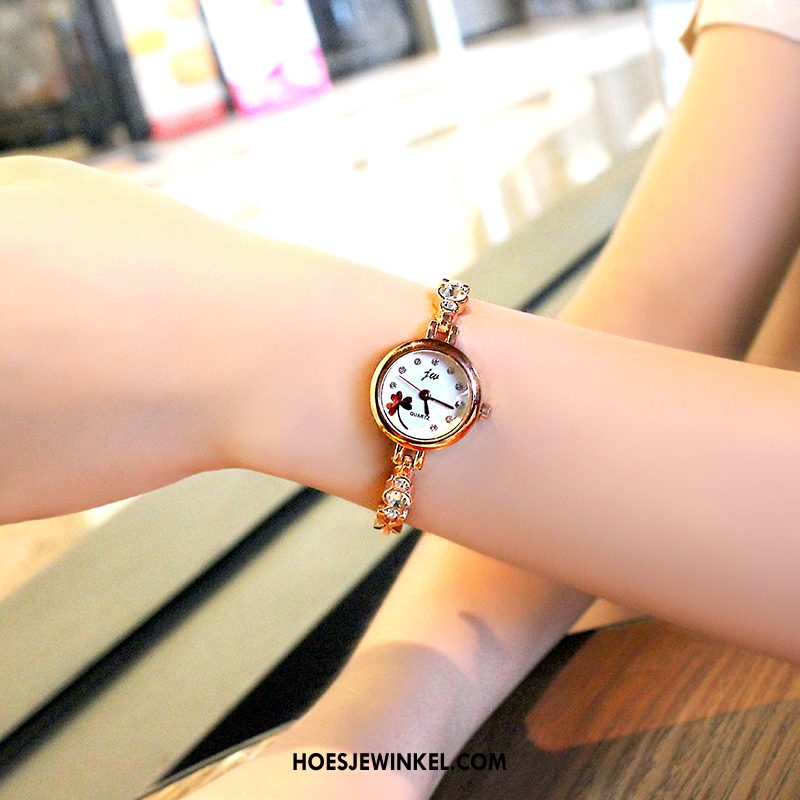Horloges Dames Strass Student Mode, Horloges Bloemen Armbanden
