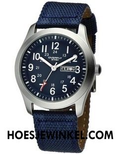 Horloges Heren Mannen Sport Quartz Horloge, Horloges Outdoor Canvas Blau
