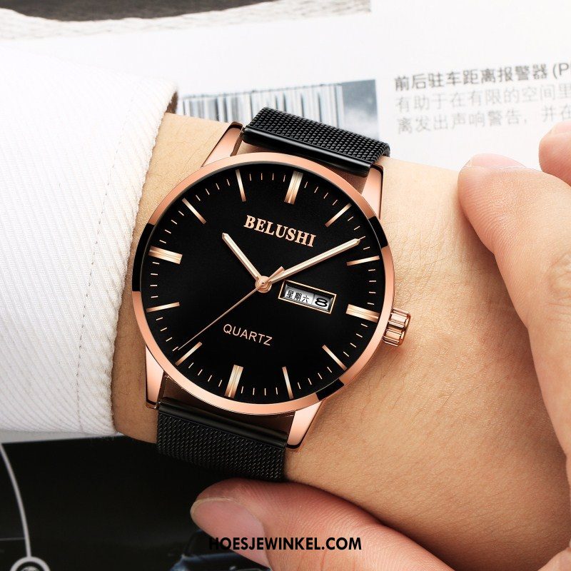 Horloges Heren Waterdicht Eenvoudig Quartz Horloge, Horloges Mannen Mode Schwarz Gold