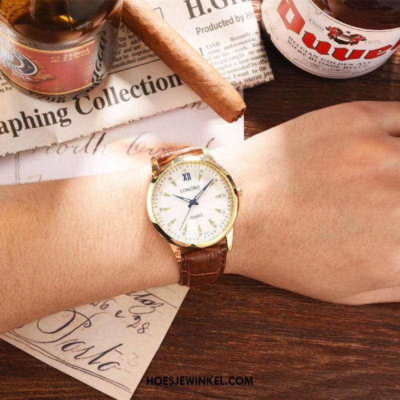 Horloges Heren Waterdicht Mannen Groot, Horloges Mode Business Weiß Braun