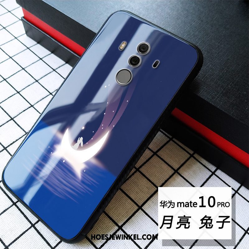 Huawei Mate 10 Pro Hoesje Anti-fall Blauw Glas, Huawei Mate 10 Pro Hoesje Zacht Chinese Stijl
