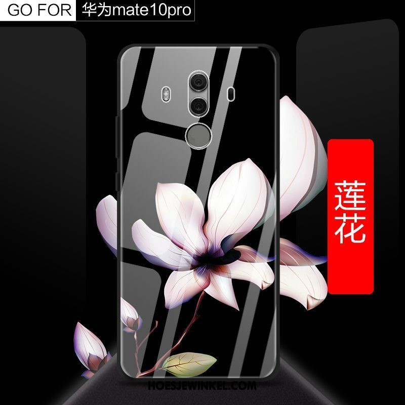 Huawei Mate 10 Pro Hoesje Glas Spotprent Bescherming, Huawei Mate 10 Pro Hoesje Mobiele Telefoon Zwart