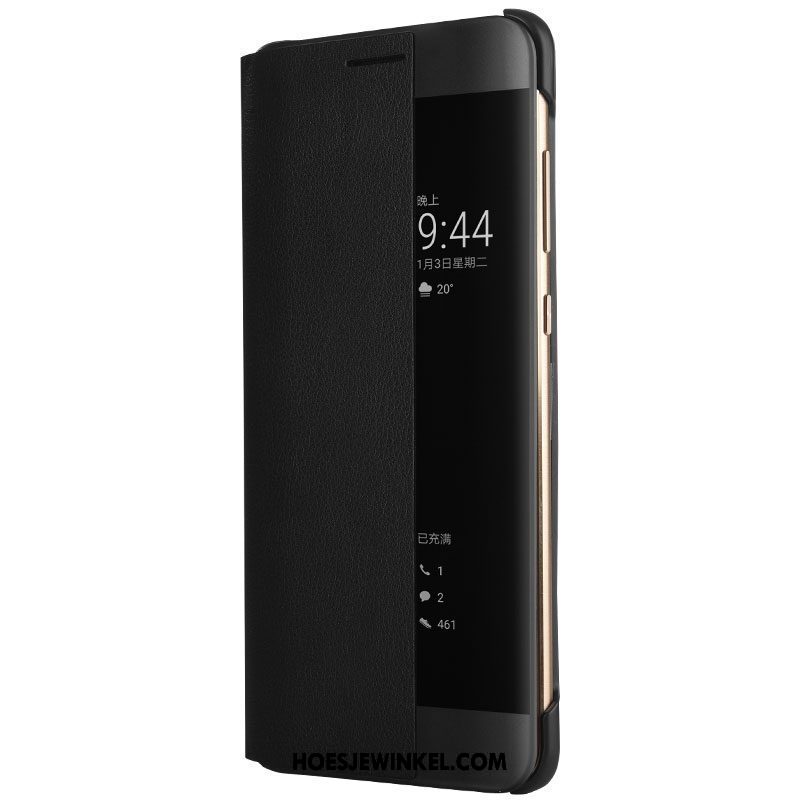 Huawei Mate 10 Pro Hoesje Leren Etui Zwart Mobiele Telefoon, Huawei Mate 10 Pro Hoesje Clamshell