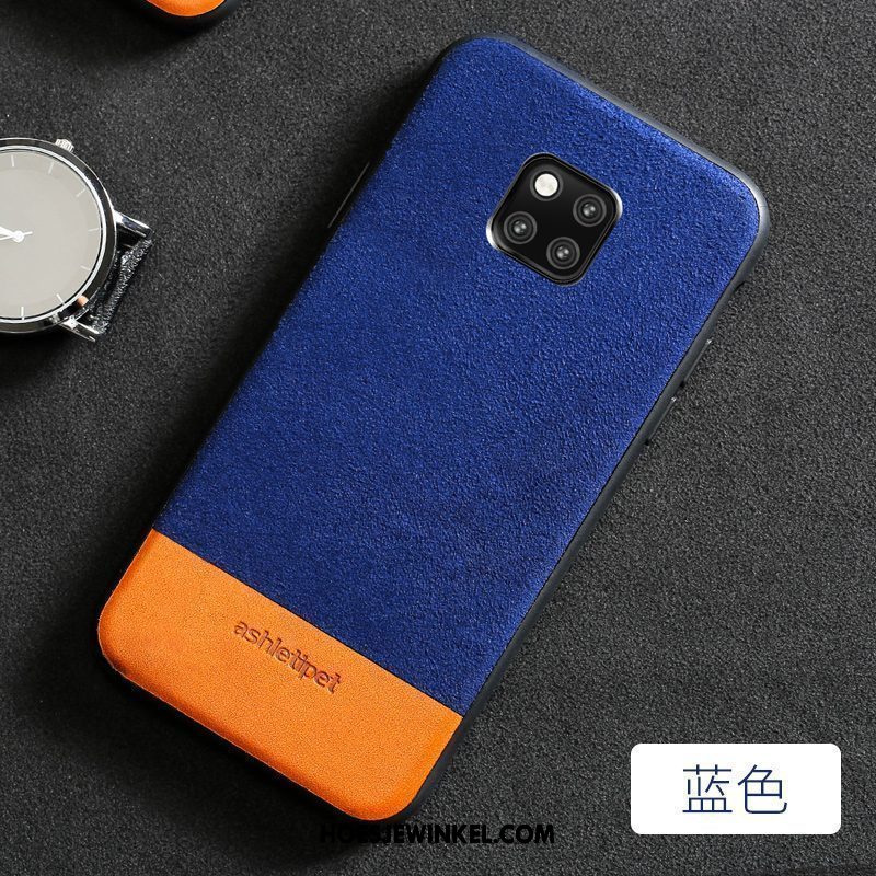 Huawei Mate 20 Rs Hoesje Leer Eenvoudige Mode, Huawei Mate 20 Rs Hoesje Blauw Elegante