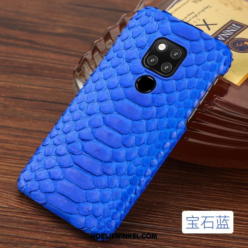 Huawei Mate 20 X Hoesje Anti-fall Nieuw Echt Leer, Huawei Mate 20 X Hoesje Blauw Mobiele Telefoon