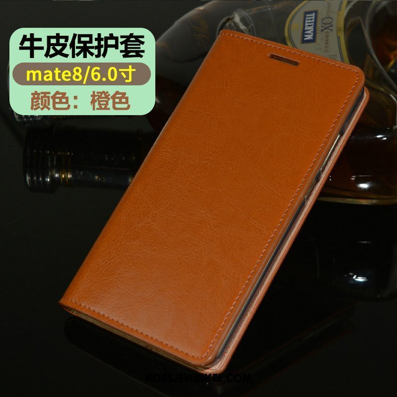Huawei Mate 8 Hoesje Clamshell Oranje Bescherming, Huawei Mate 8 Hoesje Kwaliteit Leer