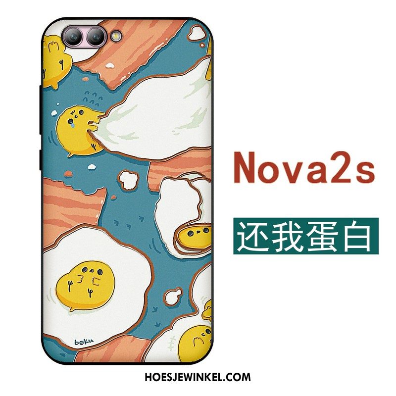 Huawei Nova 2s Hoesje Blauw Super Schattig Spotprent, Huawei Nova 2s Hoesje Mobiele Telefoon Zacht
