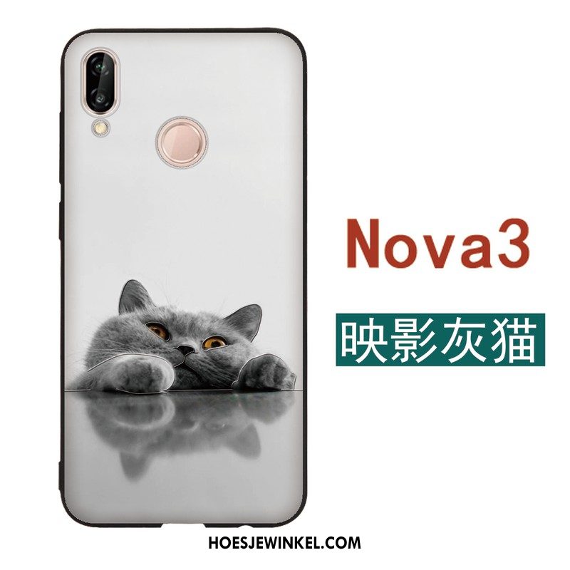 Huawei Nova 3 Hoesje Hoes Kat Persoonlijk, Huawei Nova 3 Hoesje Reliëf Dun