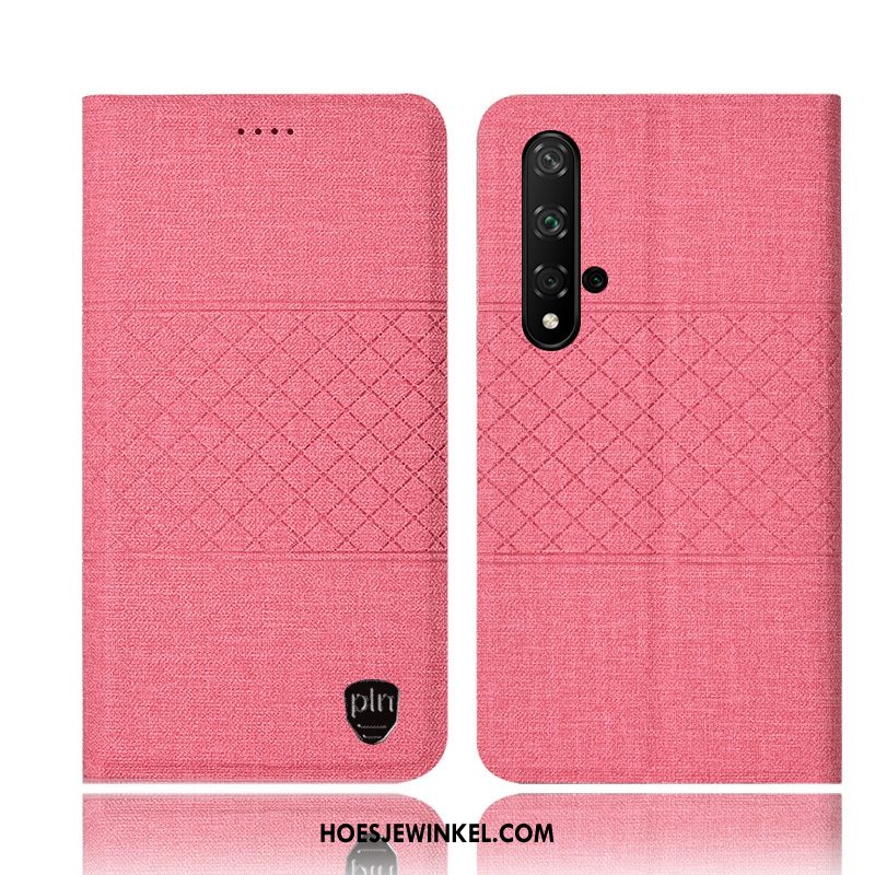 Huawei Nova 5t Hoesje Katoen En Linnen Roze Mobiele Telefoon, Huawei Nova 5t Hoesje Folio All Inclusive