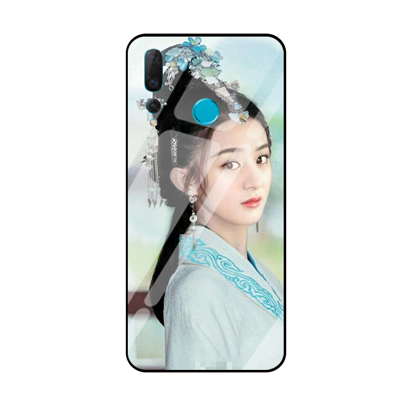 Huawei P Smart+ 2019 Hoesje Anti-fall Mobiele Telefoon Blauw, Huawei P Smart+ 2019 Hoesje Spiegel Gehard Glas