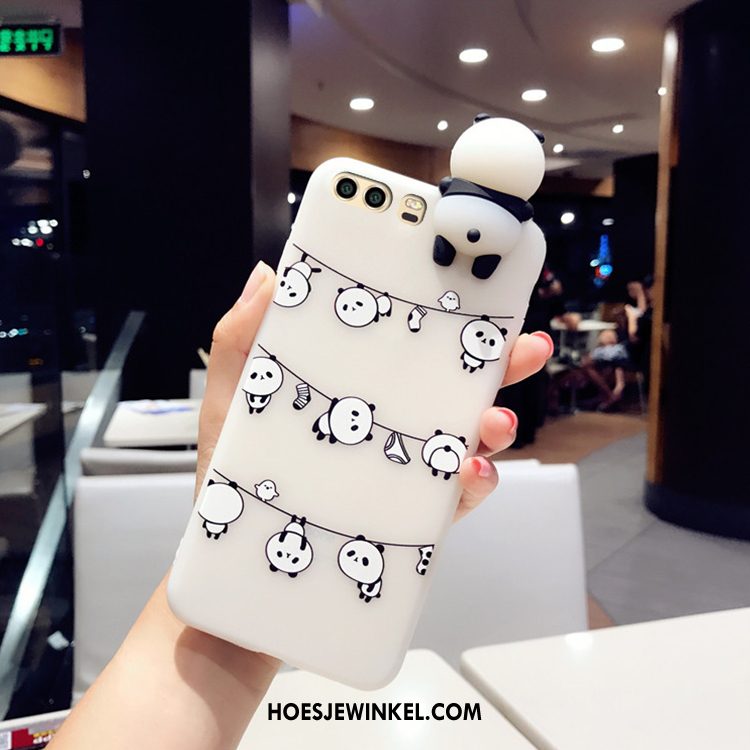 Huawei P10 Hoesje Wit Kat Spotprent, Huawei P10 Hoesje Mobiele Telefoon Bescherming