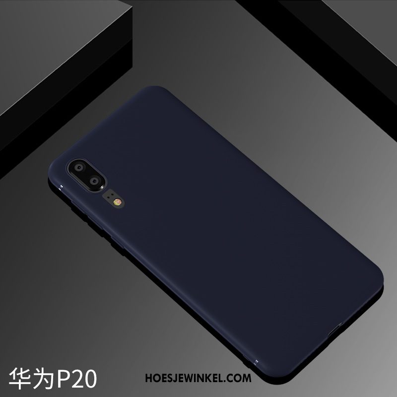 Huawei P20 Hoesje Siliconen Anti-fall Blauw, Huawei P20 Hoesje Hoes Dun Nackte Farbe