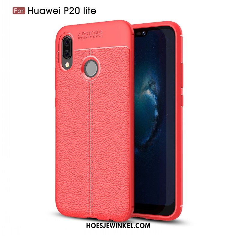 Huawei P20 Lite Hoesje All Inclusive Leer Rood, Huawei P20 Lite Hoesje Ster Persoonlijk