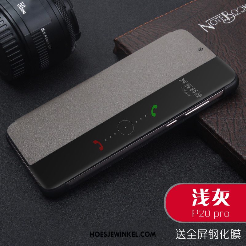 Huawei P20 Pro Hoesje Eenvoudige Accessoires All Inclusive, Huawei P20 Pro Hoesje Echt Leer Clamshell