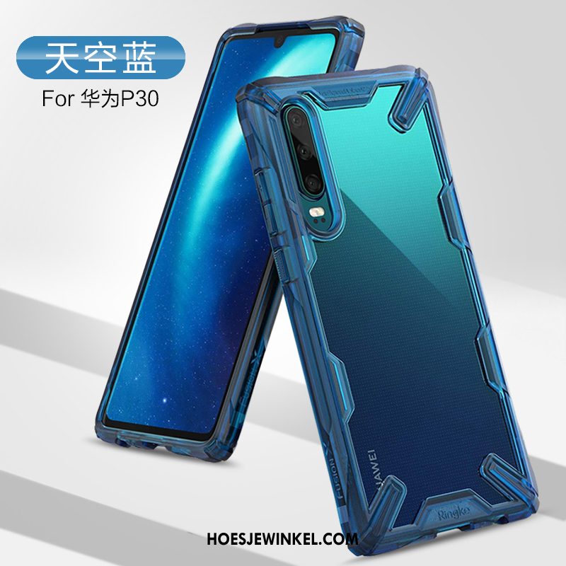 Huawei P30 Hoesje Mobiele Telefoon Persoonlijk Doorzichtig, Huawei P30 Hoesje Blauw Zacht
