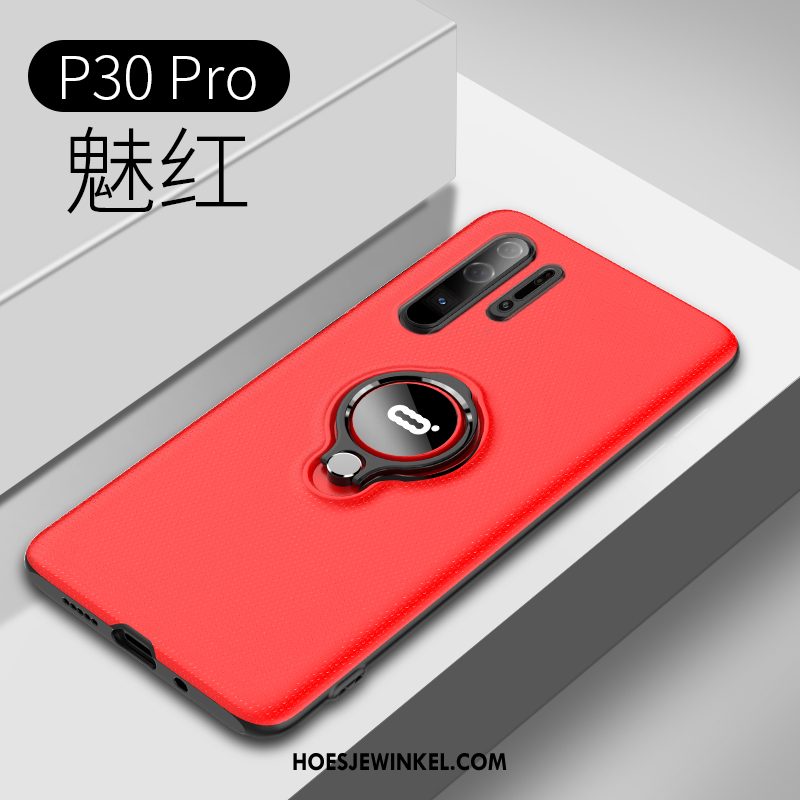 Huawei P30 Pro Hoesje Auto Siliconen Rood, Huawei P30 Pro Hoesje Hoes Ring