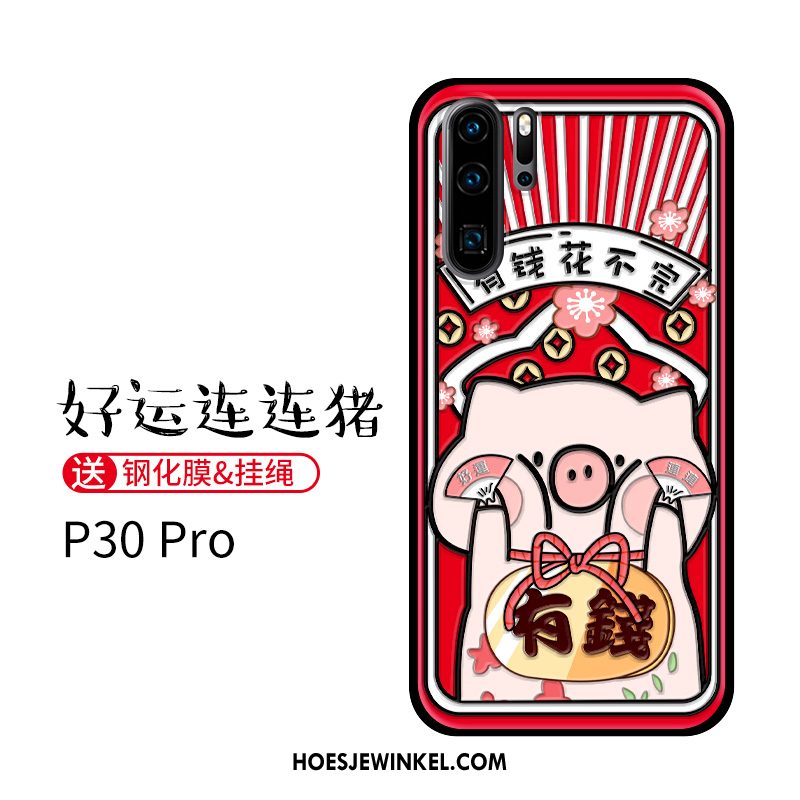 Huawei P30 Pro Hoesje Spotprent Mobiele Telefoon Rijkdom, Huawei P30 Pro Hoesje Kat Hanger