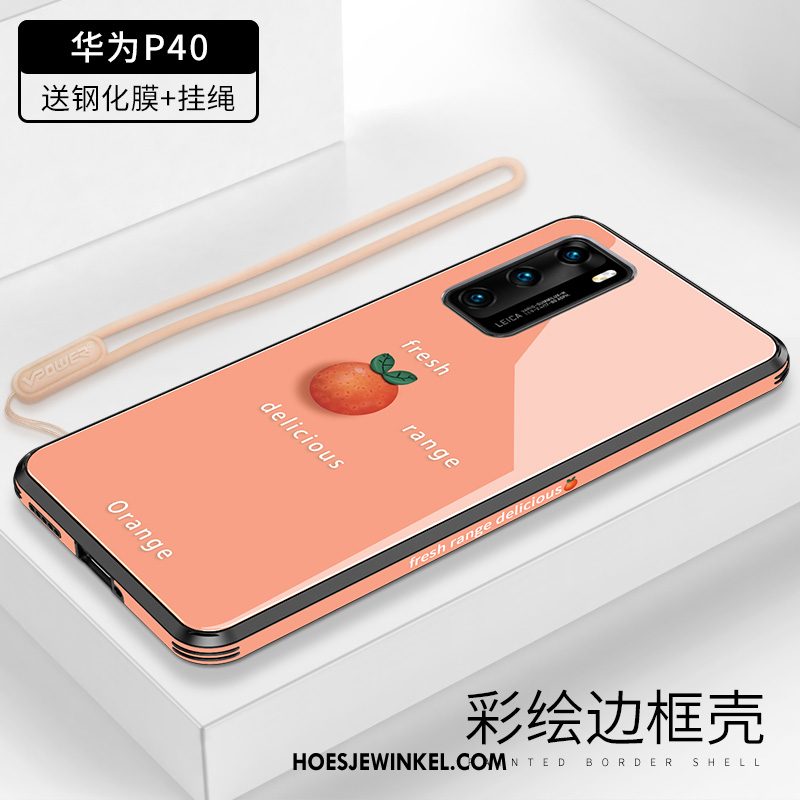 Huawei P40 Hoesje Eenvoudige Trend Bescherming, Huawei P40 Hoesje Anti-fall Oranje