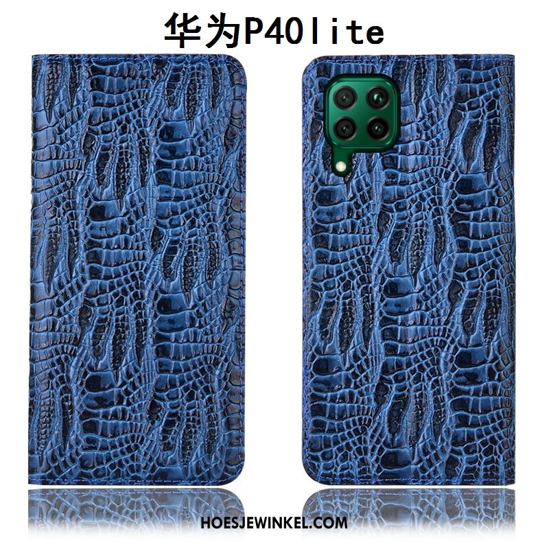 Huawei P40 Lite Hoesje Leren Etui Mobiele Telefoon All Inclusive, Huawei P40 Lite Hoesje Blauw Hoes
