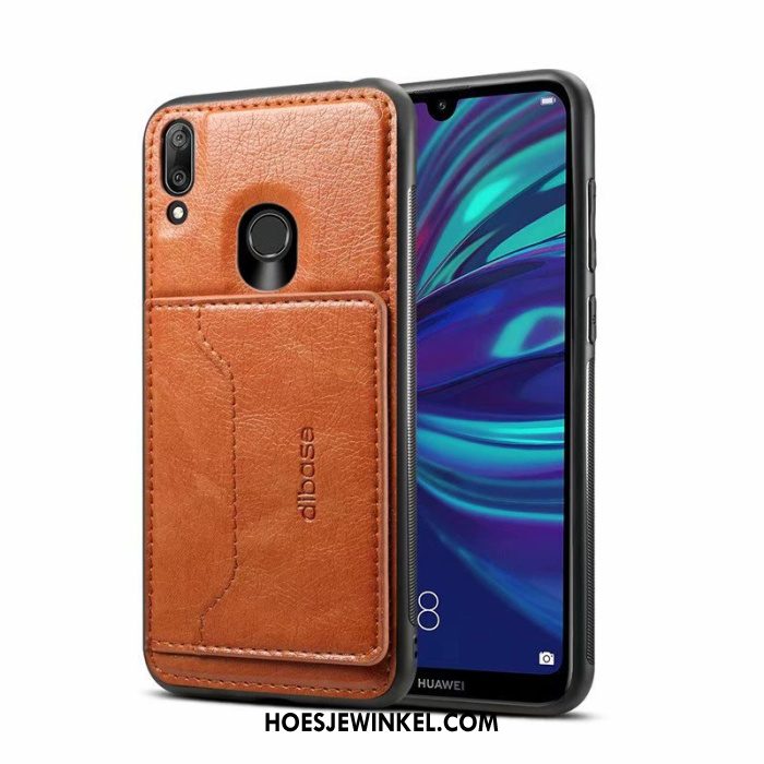 Huawei Y7 2019 Hoesje Hoes Mobiele Telefoon Bescherming, Huawei Y7 2019 Hoesje Folio Braun