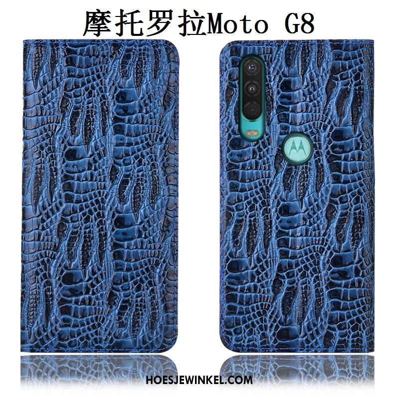 Moto G8 Hoesje Hoes Blauw Bescherming, Moto G8 Hoesje Mobiele Telefoon Anti-fall