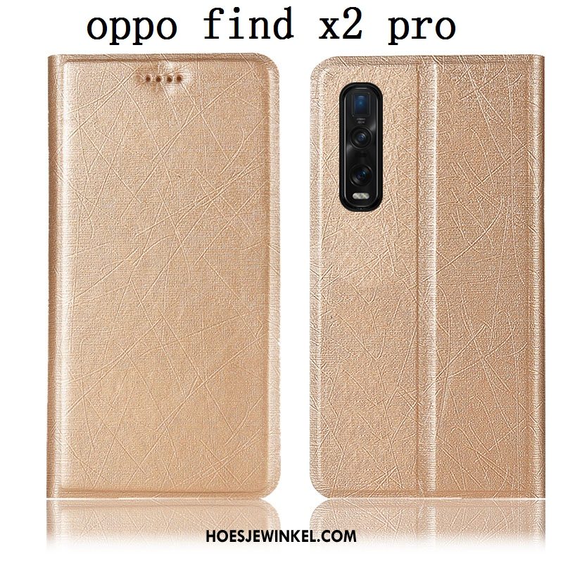 Oppo Find X2 Pro Hoesje Mobiele Telefoon Goud Anti-fall, Oppo Find X2 Pro Hoesje Hoes Folio