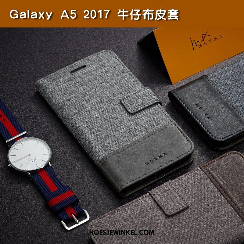 Samsung Galaxy A5 2017 Hoesje Denim Kaart Mobiele Telefoon, Samsung Galaxy A5 2017 Hoesje Diepe Kleur Ster