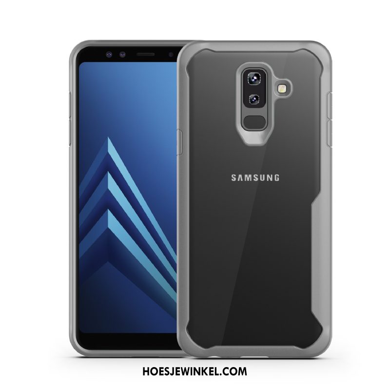 Samsung Galaxy A6+ Hoesje Hoes Siliconen Doorzichtig, Samsung Galaxy A6+ Hoesje Mobiele Telefoon Grijs