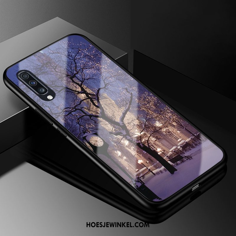 Samsung Galaxy A70 Hoesje Glas Purper Bescherming, Samsung Galaxy A70 Hoesje Hard All Inclusive