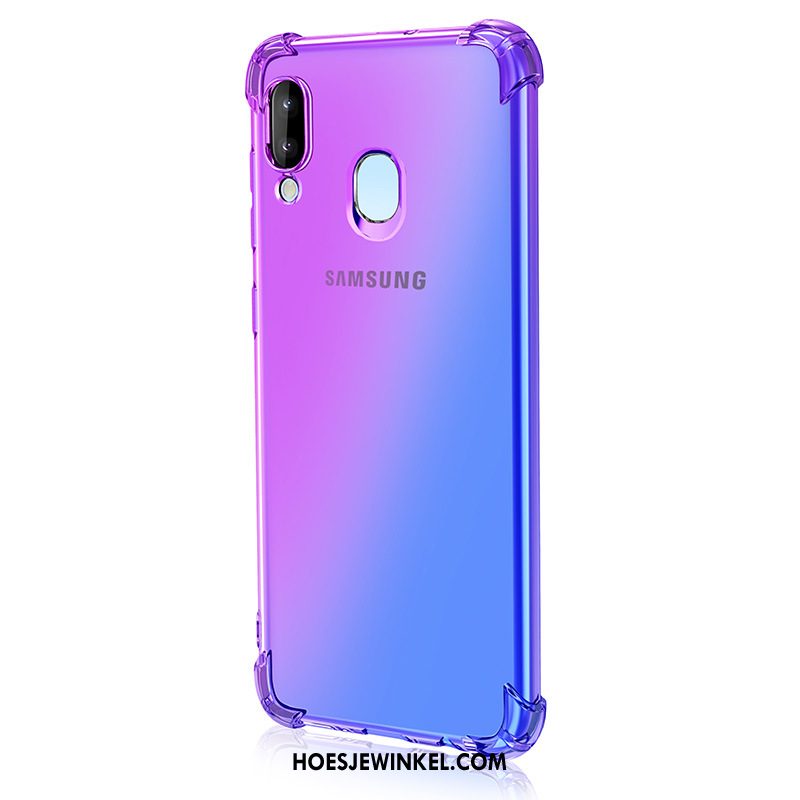 Samsung Galaxy M20 Hoesje Hoes Kleurverloop Blauw, Samsung Galaxy M20 Hoesje Purper Ster