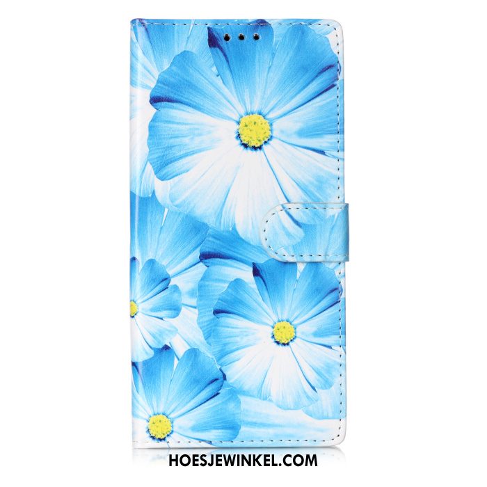 Samsung Galaxy Note 10 Hoesje Anti-fall Folio Grote, Samsung Galaxy Note 10 Hoesje Blauw Leren Etui