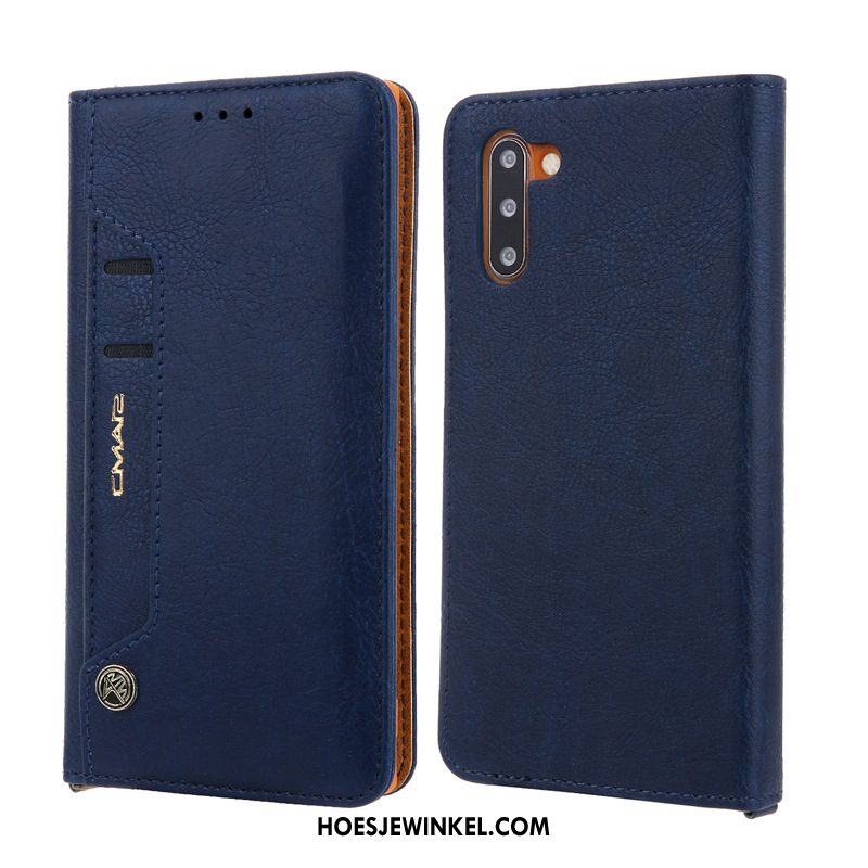 Samsung Galaxy Note 10 Hoesje Blauw Bescherming Leren Etui, Samsung Galaxy Note 10 Hoesje Mobiele Telefoon Ster