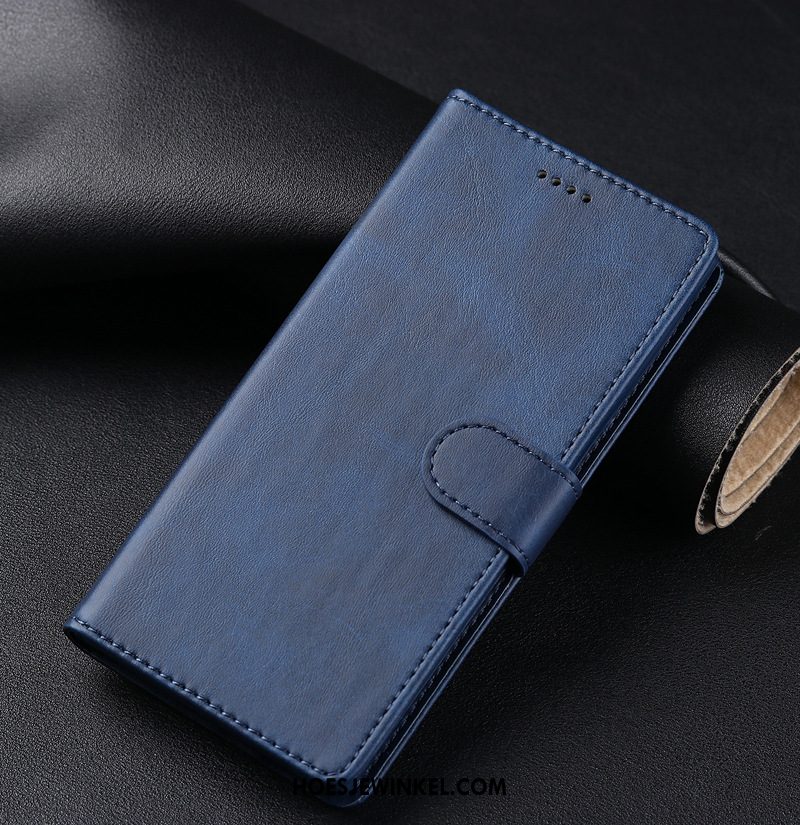 Samsung Galaxy Note 10+ Hoesje Leren Etui Ster Blauw, Samsung Galaxy Note 10+ Hoesje Mobiele Telefoon Folio