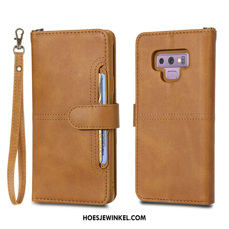 Samsung Galaxy Note 9 Hoesje Anti-fall Hoes Leren Etui, Samsung Galaxy Note 9 Hoesje Mobiele Telefoon Ster Braun