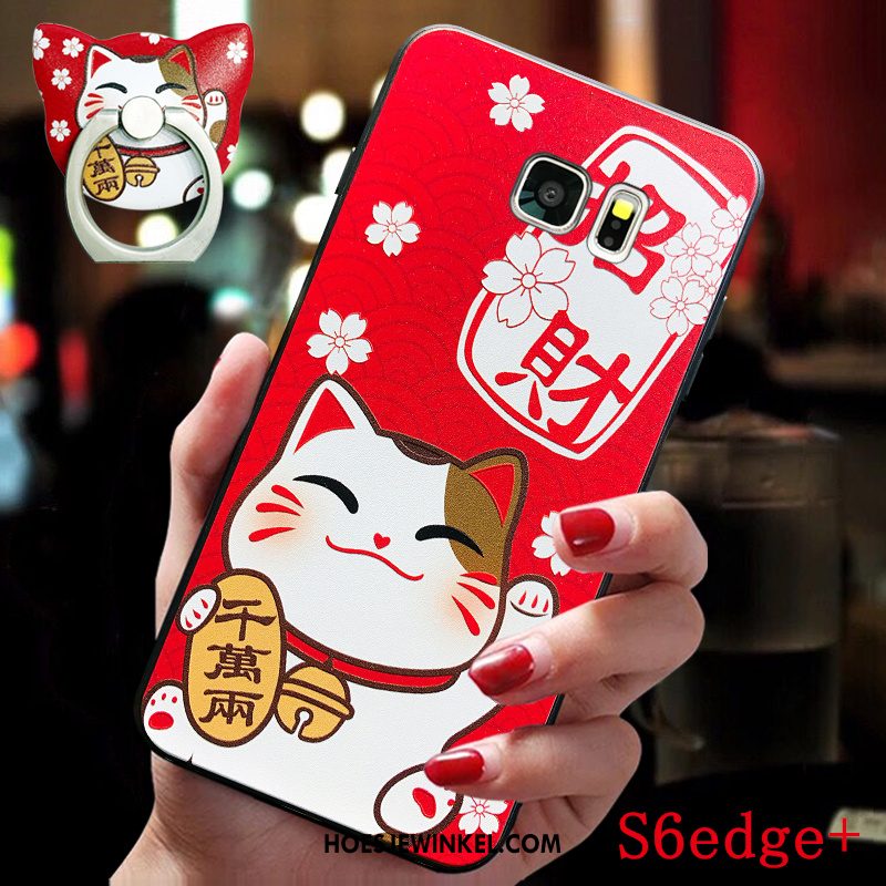 Samsung Galaxy S6 Edge Hoesje Chinese Stijl All Inclusive Rood, Samsung Galaxy S6 Edge Hoesje Persoonlijk Hanger