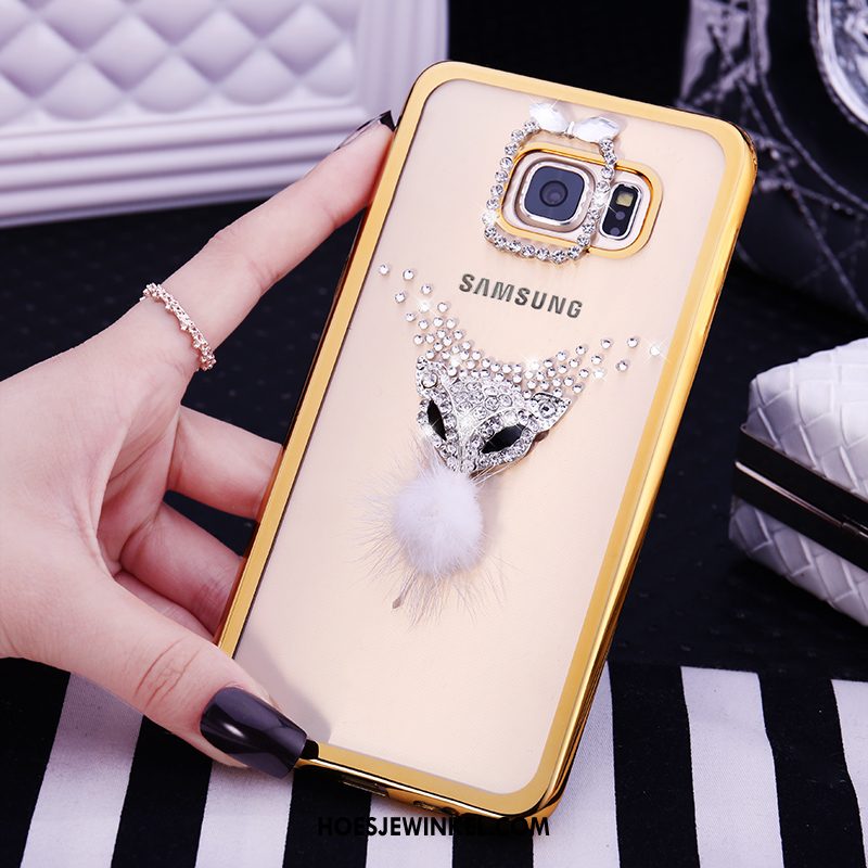 Samsung Galaxy S7 Hoesje Goud Doorzichtig Ster, Samsung Galaxy S7 Hoesje Bescherming Hoes
