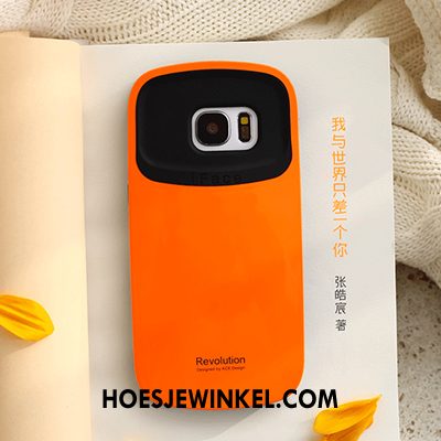 Samsung Galaxy S7 Hoesje Lovers Mobiele Telefoon Anti-fall, Samsung Galaxy S7 Hoesje Oranje Effen Kleur