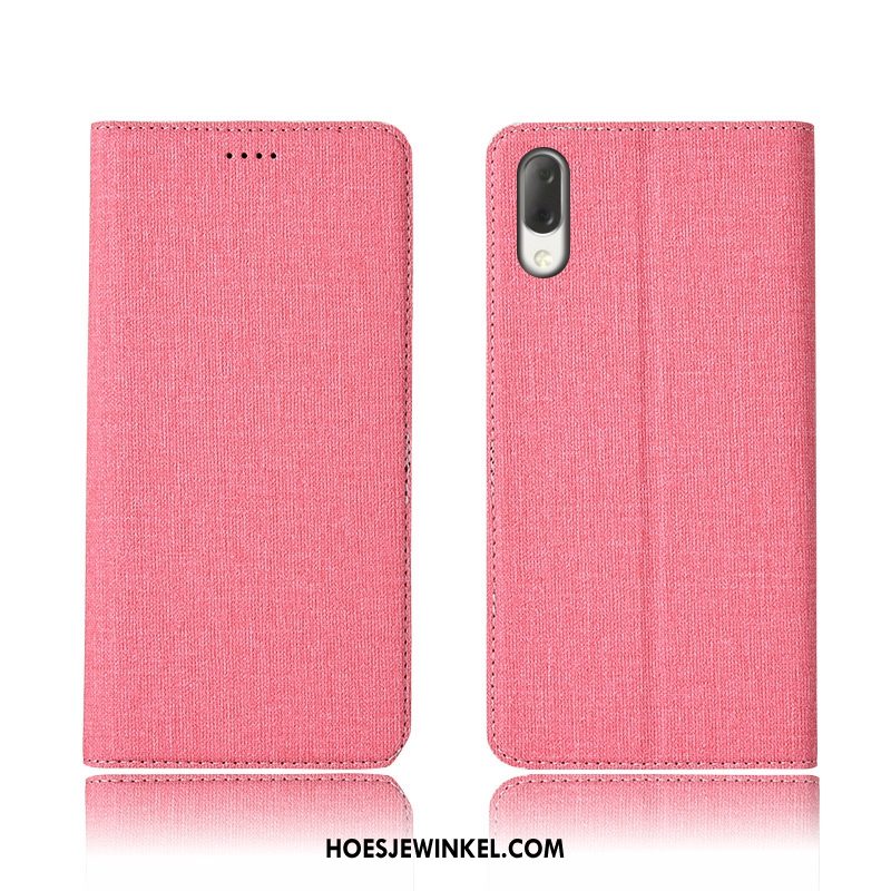 Sony Xperia L3 Hoesje Roze Leren Etui Nieuw, Sony Xperia L3 Hoesje Schrobben Mobiele Telefoon