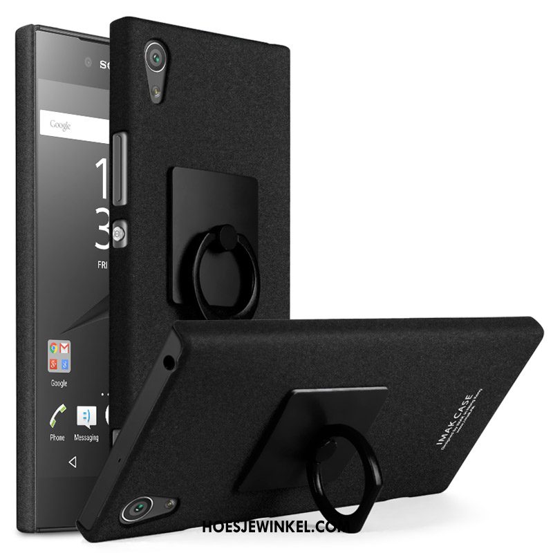 Sony Xperia Xa1 Hoesje Ondersteuning Bescherming Ring, Sony Xperia Xa1 Hoesje Klittenband Zwart