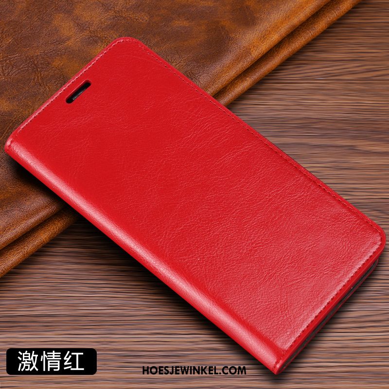 Xiaomi Mi 10 Hoesje Leren Etui Mini Rood, Xiaomi Mi 10 Hoesje Vouw Mobiele Telefoon Beige