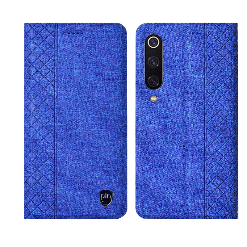 Xiaomi Mi 9 Hoesje Bescherming Hoes Blauw, Xiaomi Mi 9 Hoesje Mini Geruite Beige