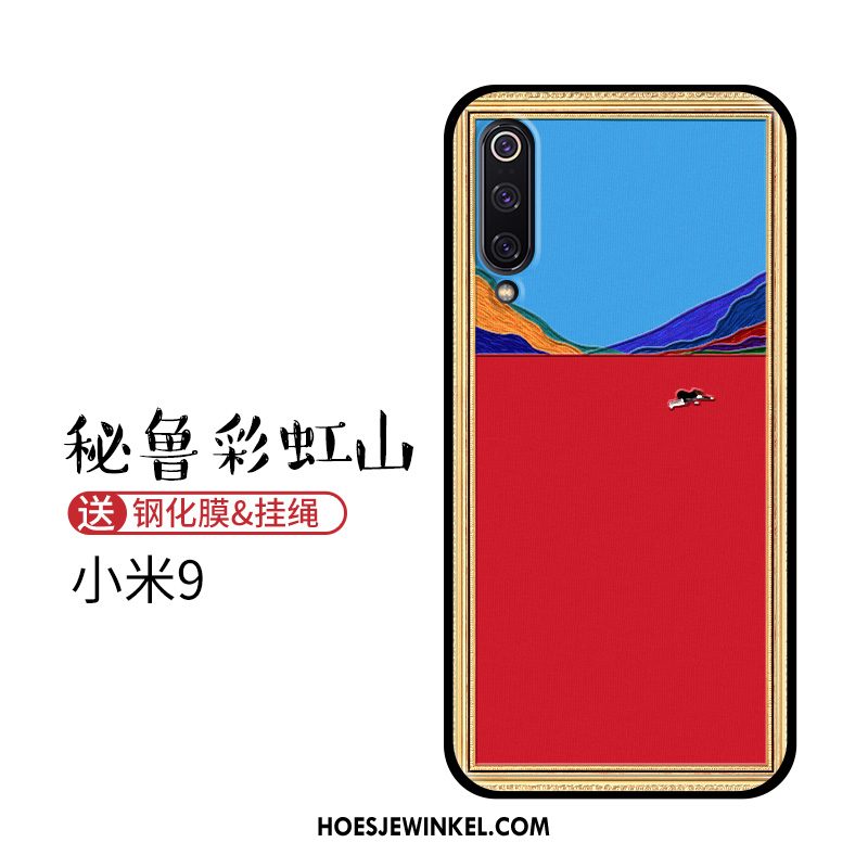 Xiaomi Mi 9 Hoesje Persoonlijk Patroon Scheppend, Xiaomi Mi 9 Hoesje Rood Siliconen Beige