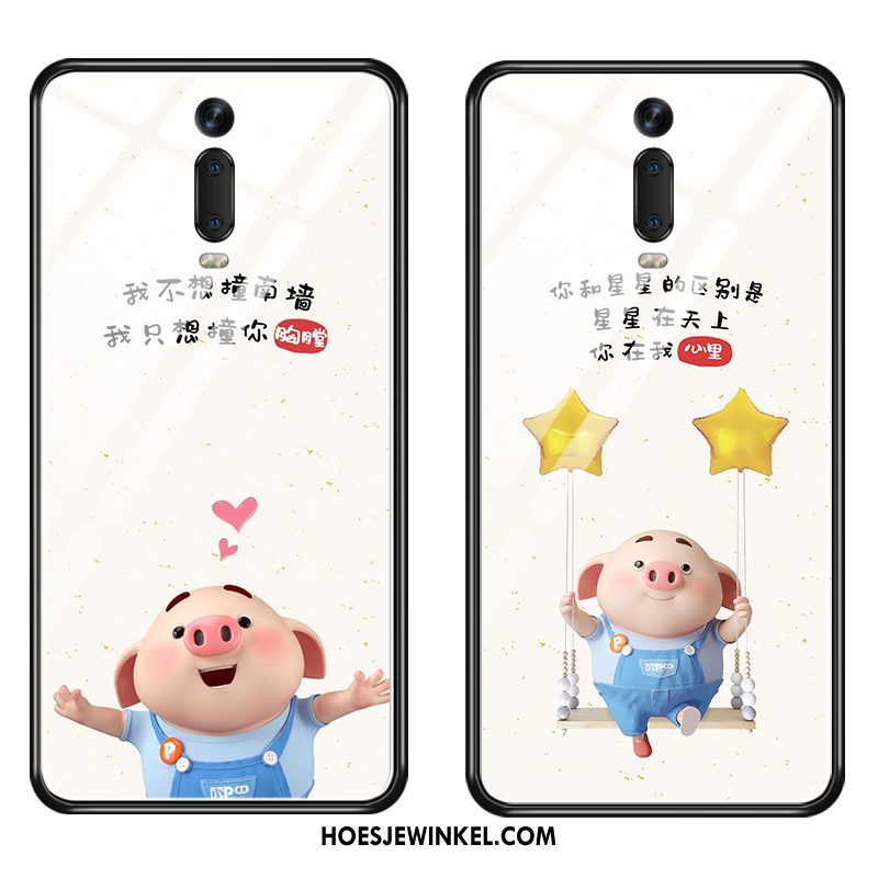 Xiaomi Mi 9t Hoesje Mooie Scheppend Glas, Xiaomi Mi 9t Hoesje Persoonlijk Wit Beige