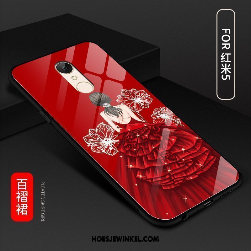 Xiaomi Redmi 5 Hoesje Rood Eenvoudige Mobiele Telefoon, Xiaomi Redmi 5 Hoesje Hoes Trend Beige