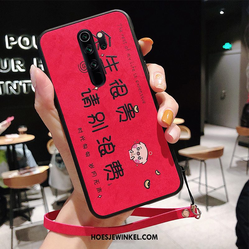 Xiaomi Redmi Note 8 Pro Hoesje Tempereren Mobiele Telefoon Rood, Xiaomi Redmi Note 8 Pro Hoesje Doek Anti-fall Beige