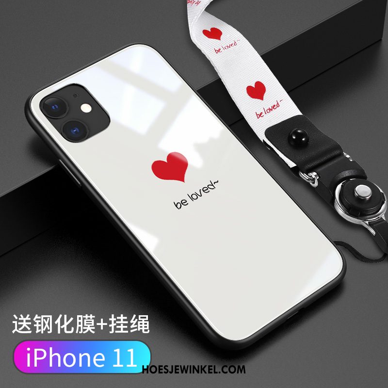 iPhone 11 Hoesje Eenvoudige Mobiele Telefoon Wit, iPhone 11 Hoesje Liefde Glas