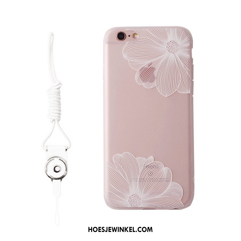 iPhone 6 / 6s Hoesje Doorzichtig Bescherming Opknoping Nek, iPhone 6 / 6s Hoesje Hanger Roze Beige