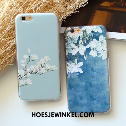 iPhone 6 / 6s Hoesje Nieuw Blauw Bloemen, iPhone 6 / 6s Hoesje Kunst Zacht