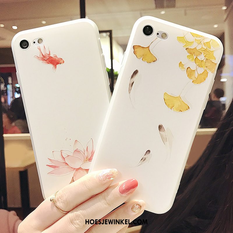 iPhone 8 Hoesje Chinese Stijl Dun Mobiele Telefoon, iPhone 8 Hoesje Bescherming Wit